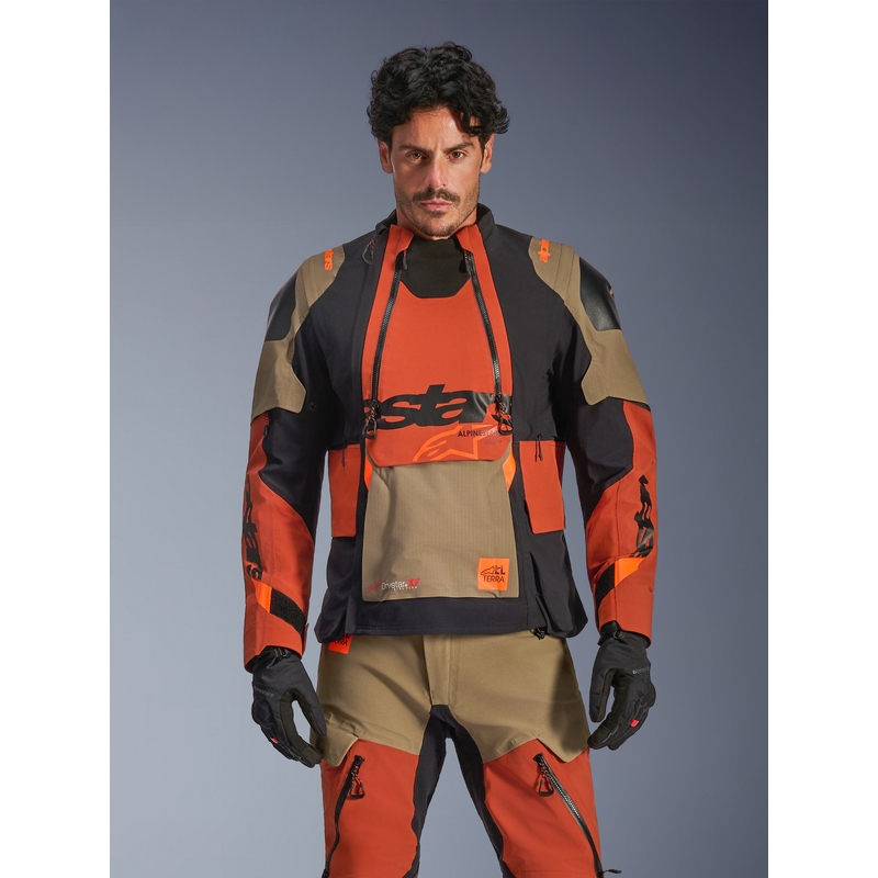 Alpinestars Halo PRO Drystar XF motociklo striukė šviesiai ruda-tamsiai oranžinė-juoda