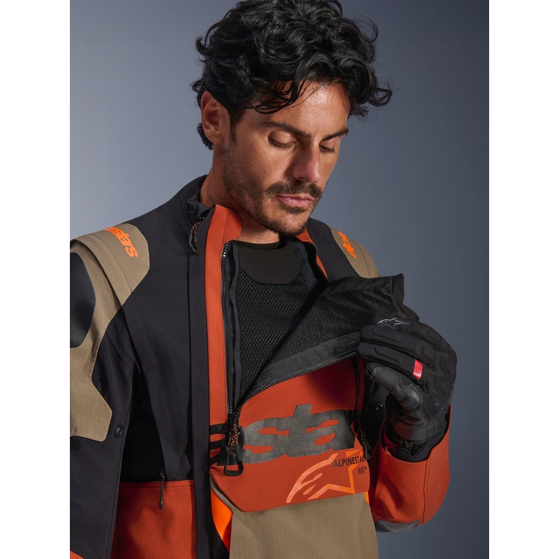 Alpinestars Halo PRO Drystar XF motociklo striukė šviesiai ruda-tamsiai oranžinė-juoda