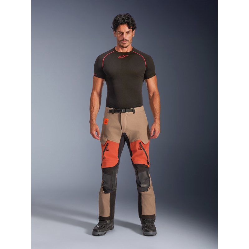 Alpinestars Halo PRO Drystar XF motociklo kelnės šviesiai rudos-tamsiai oranžinės-juodos