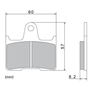 Stabdžių kaladėlės NISSIN pusiau metalinis mišinys 60x57x8,2 mm 2 vnt.