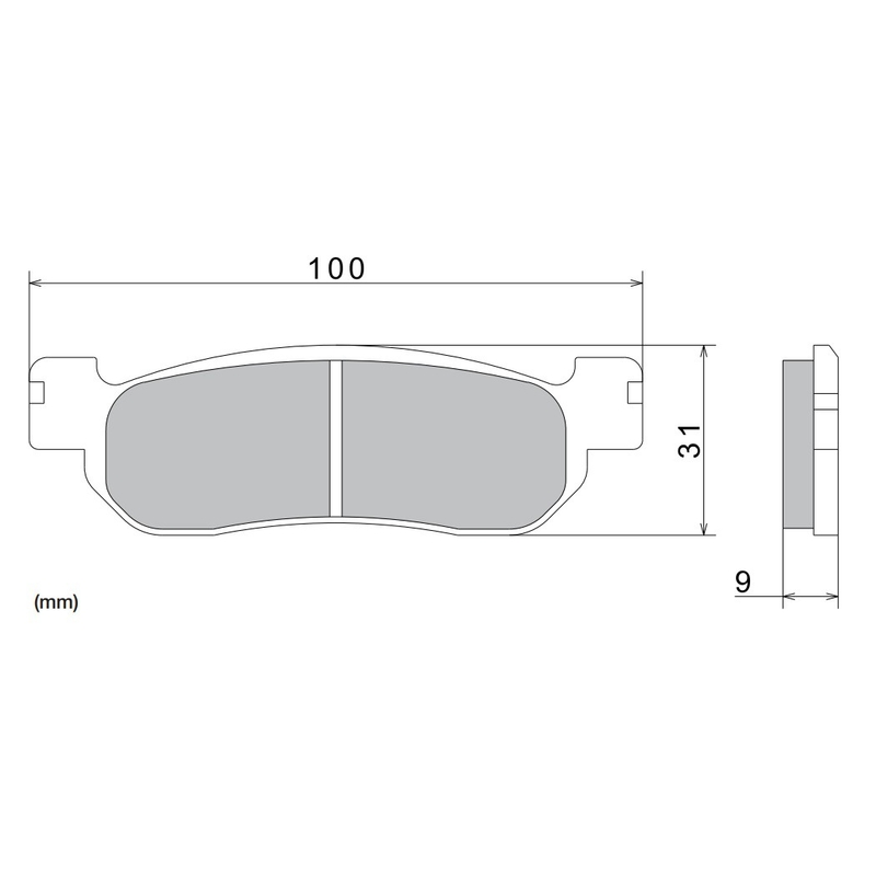 Stabdžių kaladėlės NISSIN pusiau metalinis mišinys 100x31x9 mm 2 vnt.