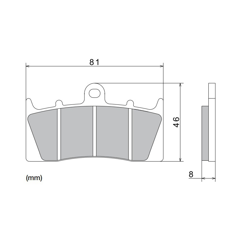Stabdžių kaladėlės NISSIN pusiau metalinis mišinys 81x46x8 mm 2 vnt.
