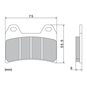 Stabdžių kaladėlės NISSIN pusiau metalinės junginio 76x55,5x9 mm 2 vnt.