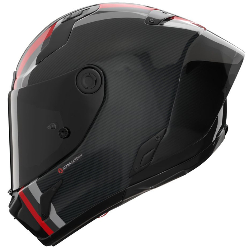 Uždaras motociklo šalmas Nolan X-804 RS Ultra Carbon Gemini 364 blizgi pilka-juoda-raudona-antracito spalvos