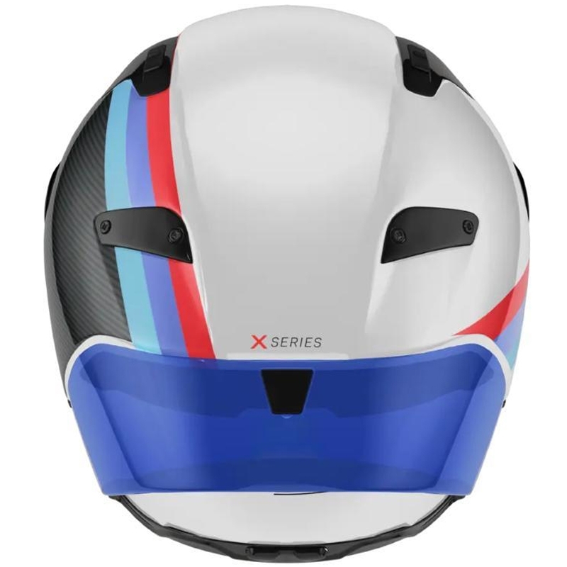 Uždaras motociklo šalmas Nolan X-804 RS Ultra Carbon Gemini 365 blizgi pilka-balta-mėlyna-raudona