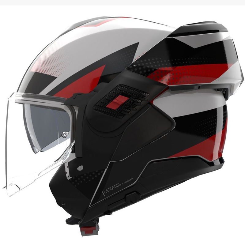 Atlenkiamas motociklo šalmas Nolan N120-1 Ciclone 363 balta-juoda-raudona