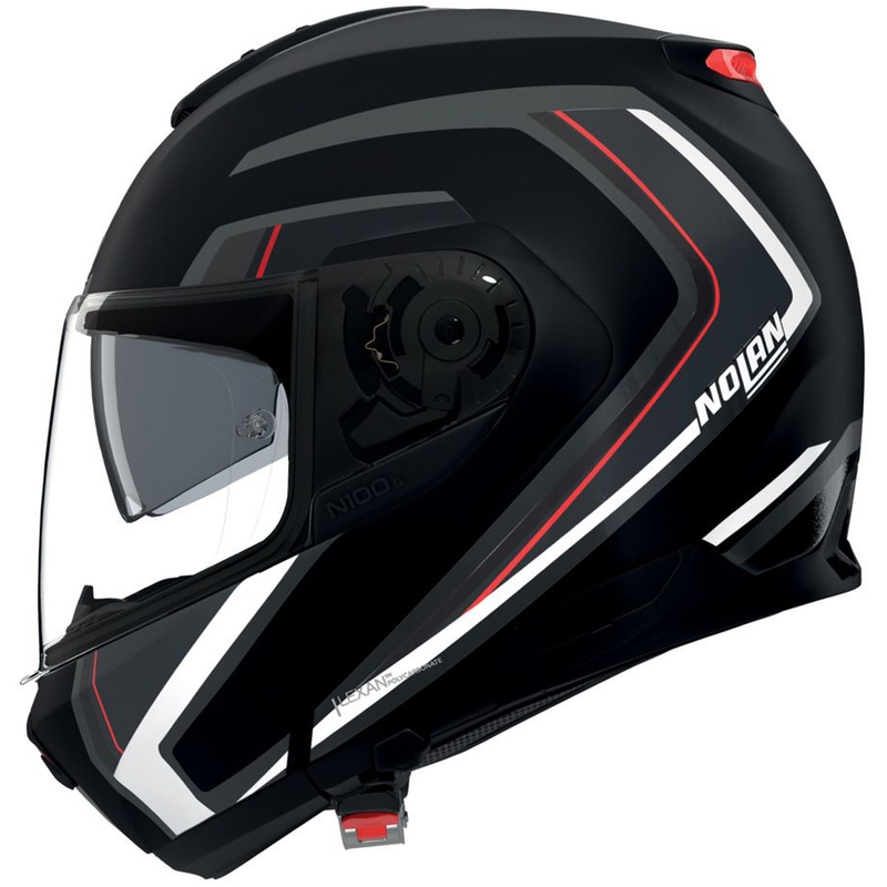 Atlenkiamas motociklo šalmas Nolan N100-6 Radiante N-com 357 juoda-sidabrinė-raudona