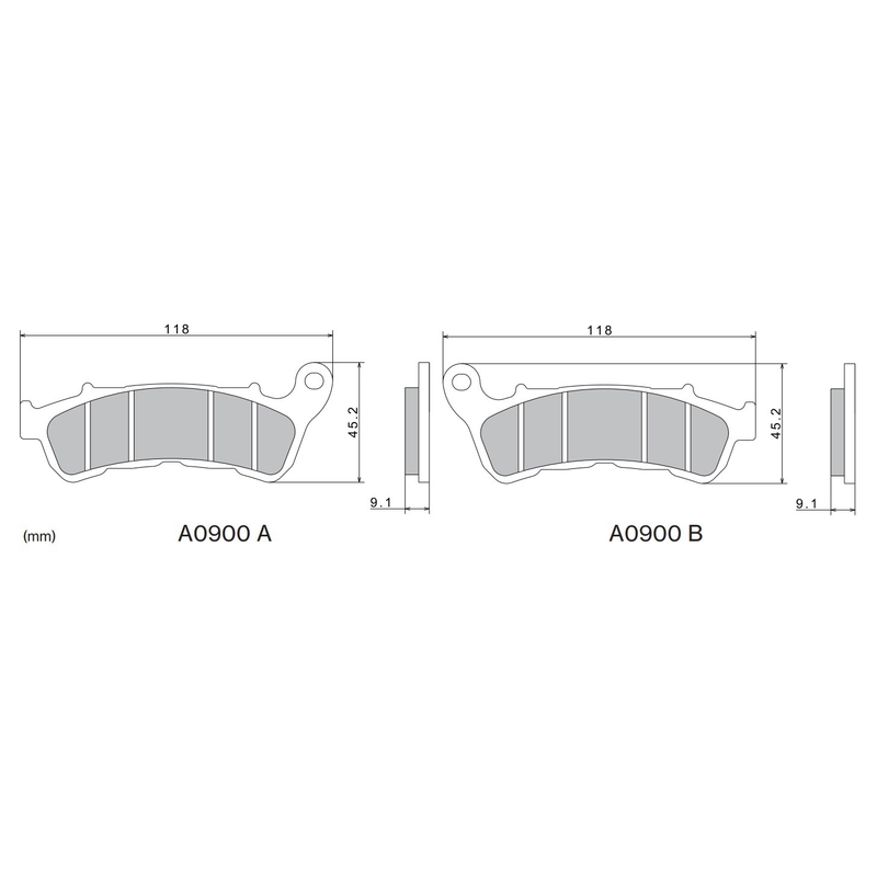 Stabdžių kaladėlės NISSIN pusiau metalinis mišinys 118x45,2x9,1 mm 2 vnt.