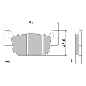 Stabdžių kaladėlės NISSIN pusiau metalinis mišinys 82x37,5x9 mm 2 vnt.