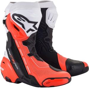 Alpinestars Supertech R Vented Black-White-Fluo Red motociklų batai