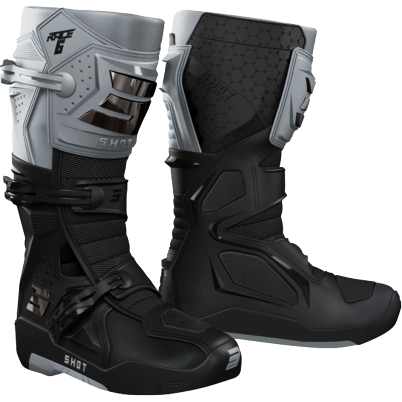 „Shot Race 6“ motokroso batai juodi-pilki-chromuoti