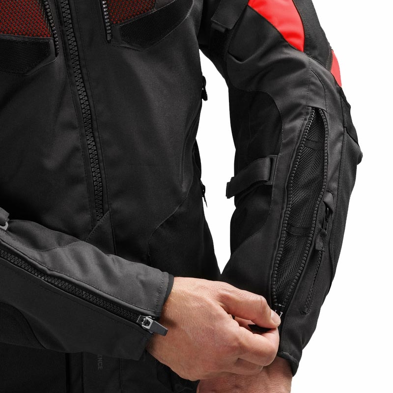 „Rebelhorn Hiker IV“ motociklo striukė, juoda-tamsiai pilka-raudona