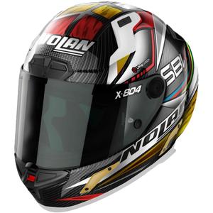 Nolan X-804 RS Ultra Carbon SBK integralus motociklininko šalmas juodas-raudonas-auksinis
