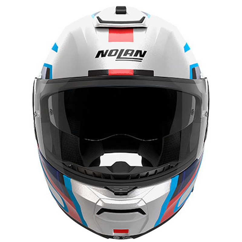 Atlenkiamas motociklo šalmas Nolan N100-6 Radiante N-COM 358 balta-pilka-mėlyna
