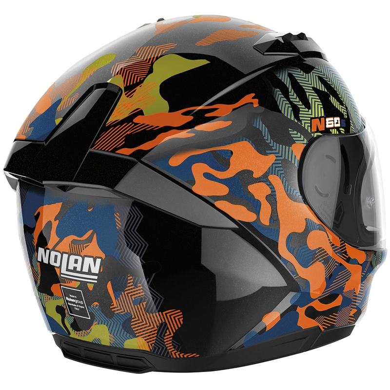 Nolan N60-6 Foxtrot 34 uždaras motociklo šalmas, juodas-oranžinis-mėlynas