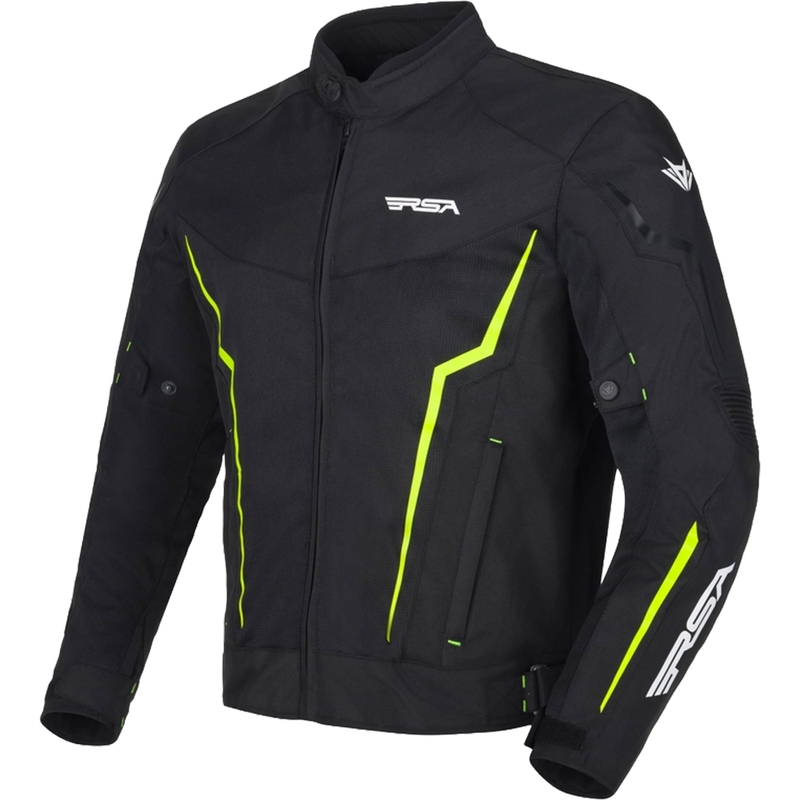 Motociklininko striukė RSA Bolt juoda-balta-fluo geltona