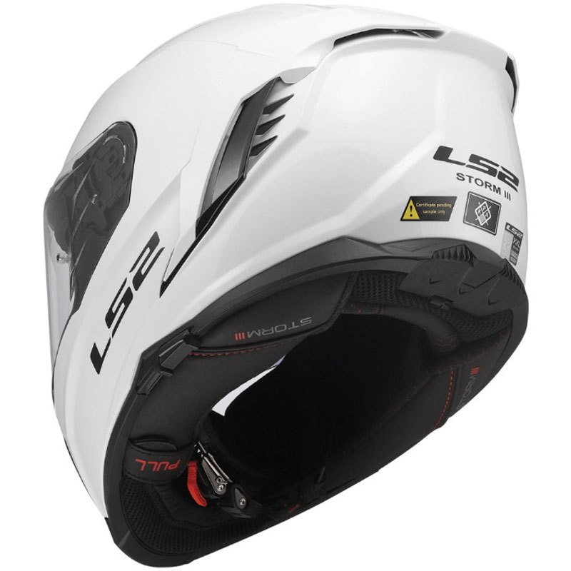 Pilnas motociklo šalmas LS2 FF818 Storm III Solid blizgiai baltas