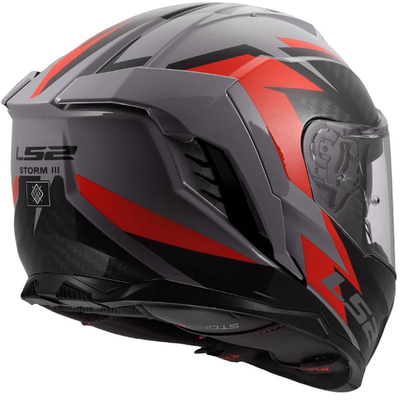 Uždaras motociklo šalmas LS2 FF818 Storm III Dynamo pilkai raudonas blizgus