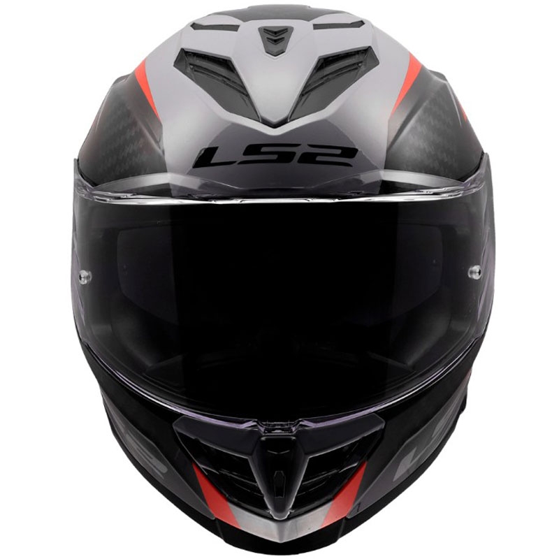 Uždaras motociklo šalmas LS2 FF818 Storm III Dynamo pilkai raudonas blizgus