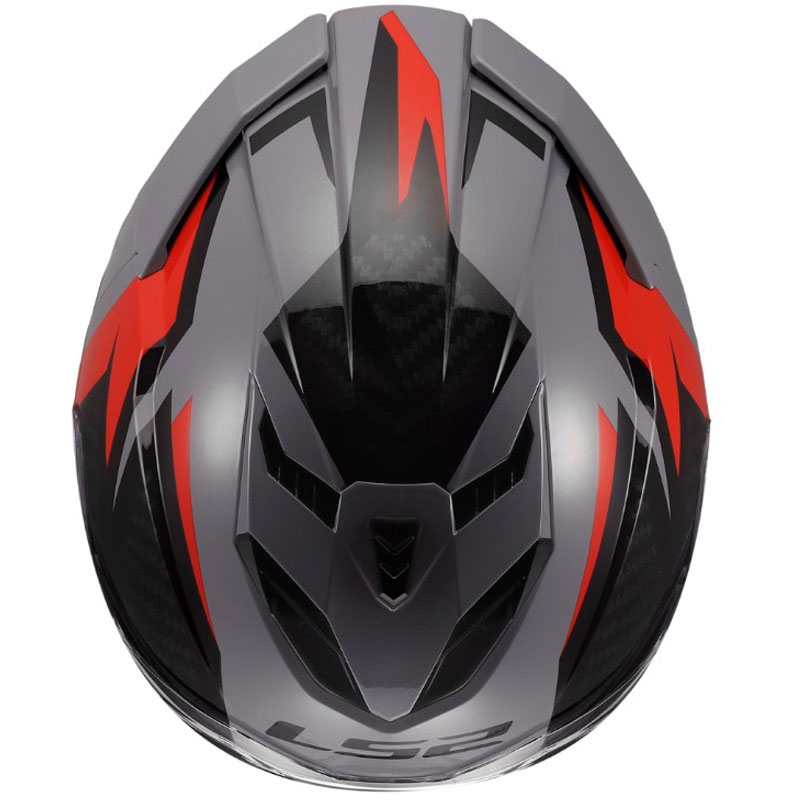 Uždaras motociklo šalmas LS2 FF818 Storm III Dynamo pilkai raudonas blizgus