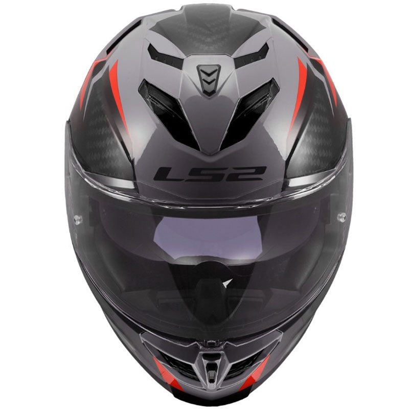 Uždaras motociklo šalmas LS2 FF818 Storm III Dynamo pilkai raudonas blizgus