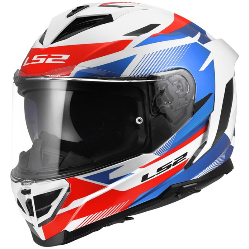 Uždaras motociklo šalmas LS2 FF818 Storm III Komai, blizgi balta-mėlyna-raudona