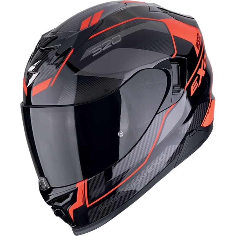 Integruotas motociklininko šalmas Scorpion EXO-520 EVO AIR LENA juodai raudonas išpardavimas