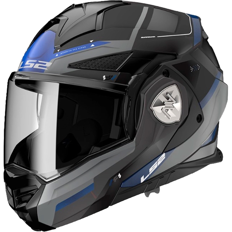 LS2 FF901 Advant X Spectrum juodai-mėlynai-titaninis atlenkiamas motociklininko šalmas