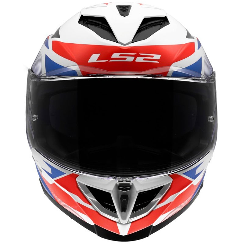Uždaras motociklo šalmas LS2 FF818 Storm III Komai, blizgi balta-mėlyna-raudona