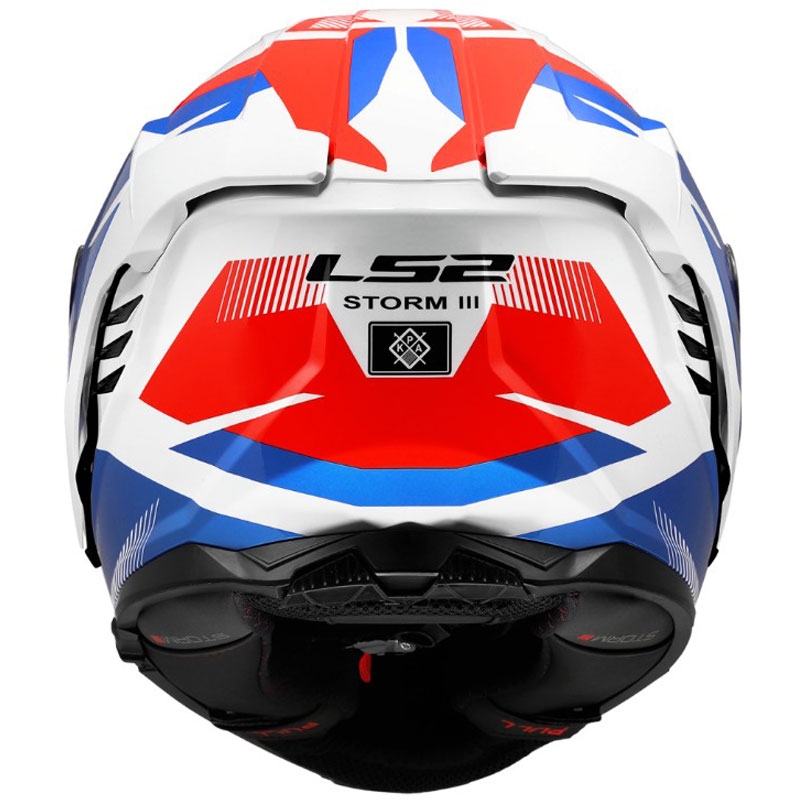 Uždaras motociklo šalmas LS2 FF818 Storm III Komai, blizgi balta-mėlyna-raudona