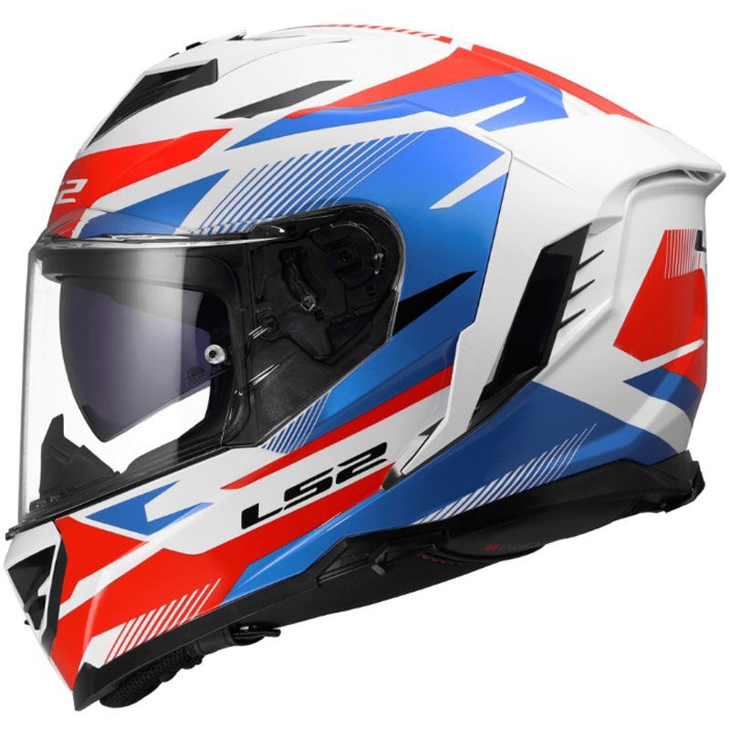 Uždaras motociklo šalmas LS2 FF818 Storm III Komai, blizgi balta-mėlyna-raudona