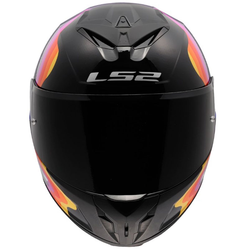 Uždaras motociklo šalmas LS2 FF820 Rapid III Flow blizgi juoda-įvairiaspalvis