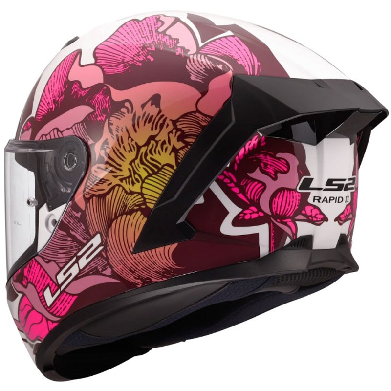 Uždaras motociklo šalmas LS2 FF820 Rapid III Poppies II blizgi balta-rožinė