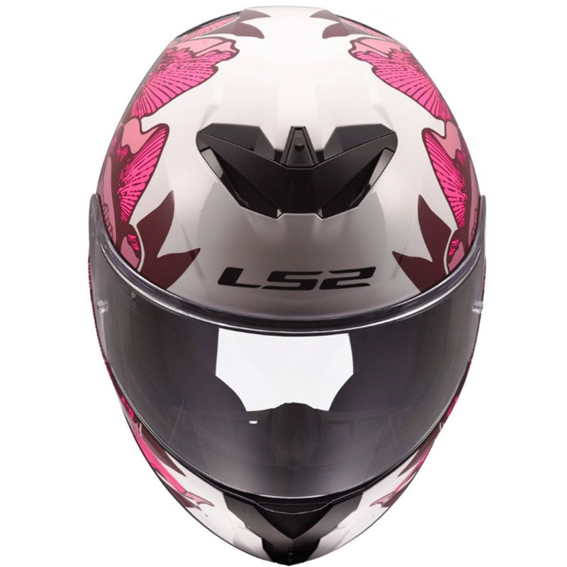 Uždaras motociklo šalmas LS2 FF820 Rapid III Poppies II blizgi balta-rožinė