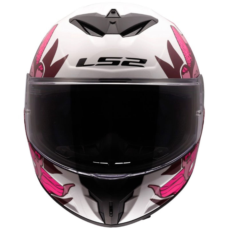 Uždaras motociklo šalmas LS2 FF820 Rapid III Poppies II blizgi balta-rožinė