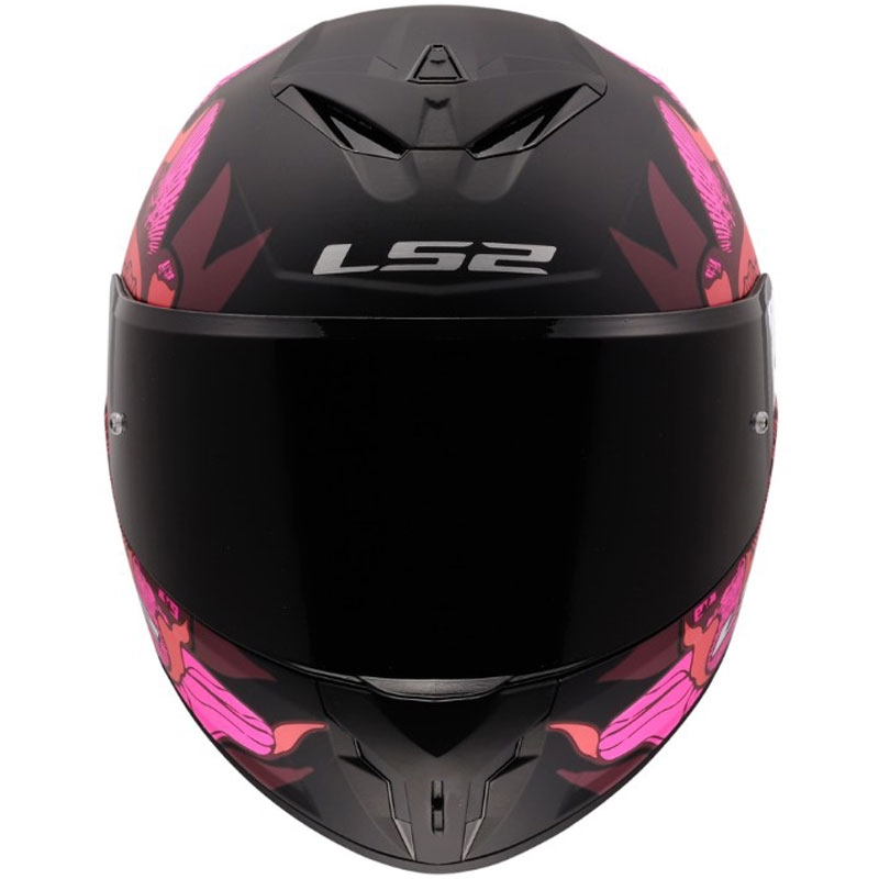 Uždaras motociklo šalmas LS2 FF820 Rapid III Poppies II matinė juoda-rožinė