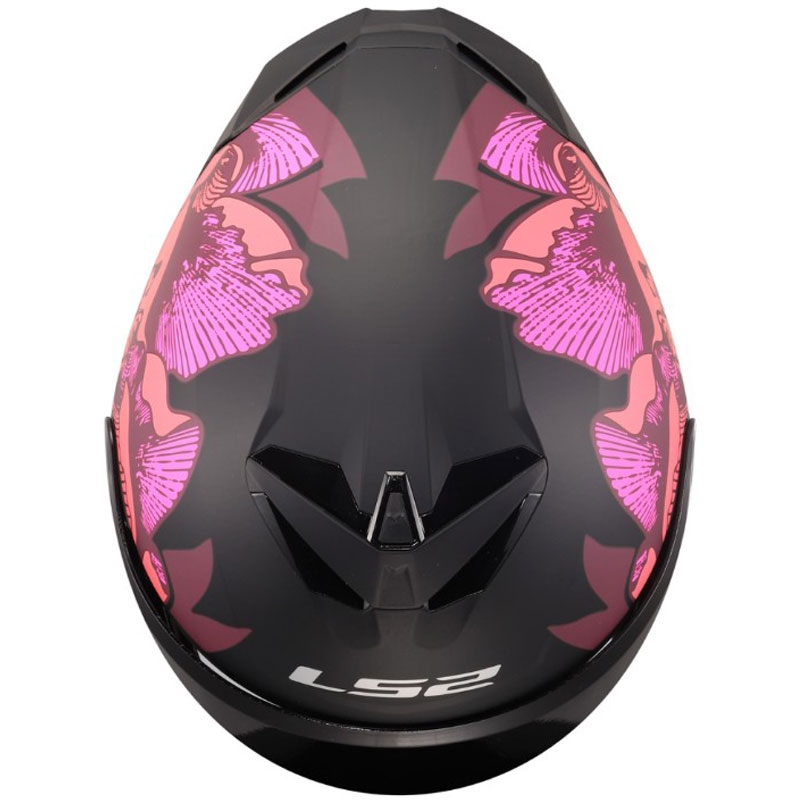 Uždaras motociklo šalmas LS2 FF820 Rapid III Poppies II matinė juoda-rožinė