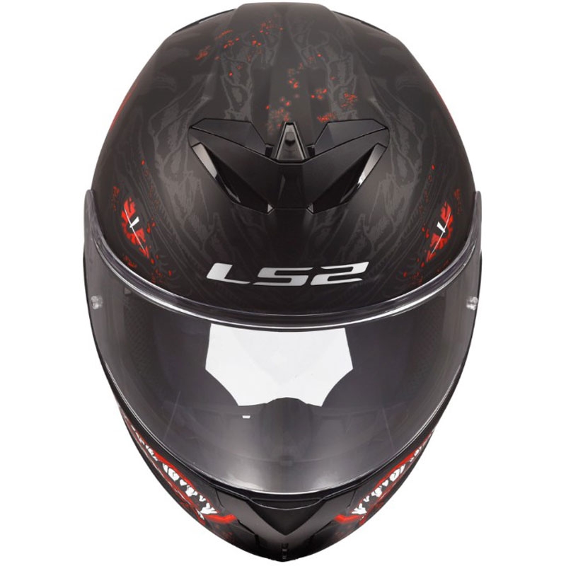 Uždaras motociklo šalmas LS2 FF820 Rapid III Kaiju II matinė juoda-raudona-balta