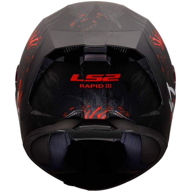 Uždaras motociklo šalmas LS2 FF820 Rapid III Kaiju II matinė juoda-raudona-balta