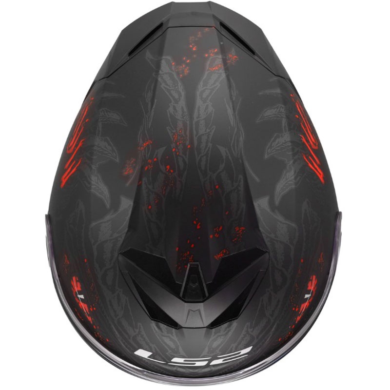 Uždaras motociklo šalmas LS2 FF820 Rapid III Kaiju II matinė juoda-raudona-balta