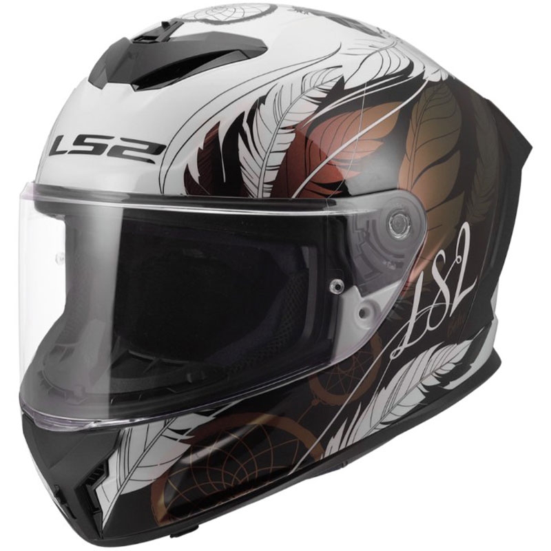 Uždaras motociklo šalmas LS2 FF820 Rapid III Boho blizgiai balta-juoda-rožinė