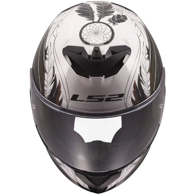 Uždaras motociklo šalmas LS2 FF820 Rapid III Boho blizgiai balta-juoda-rožinė