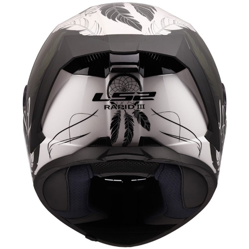 Uždaras motociklo šalmas LS2 FF820 Rapid III Boho blizgiai balta-juoda-rožinė