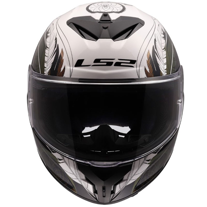 Uždaras motociklo šalmas LS2 FF820 Rapid III Boho blizgiai balta-juoda-rožinė