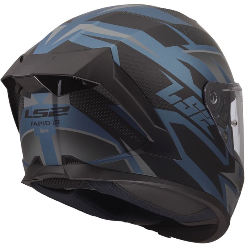 LS2 FF820 Rapid III Xtrem uždaras motociklo šalmas, matinės juodos-mėlynos-benzinės spalvos