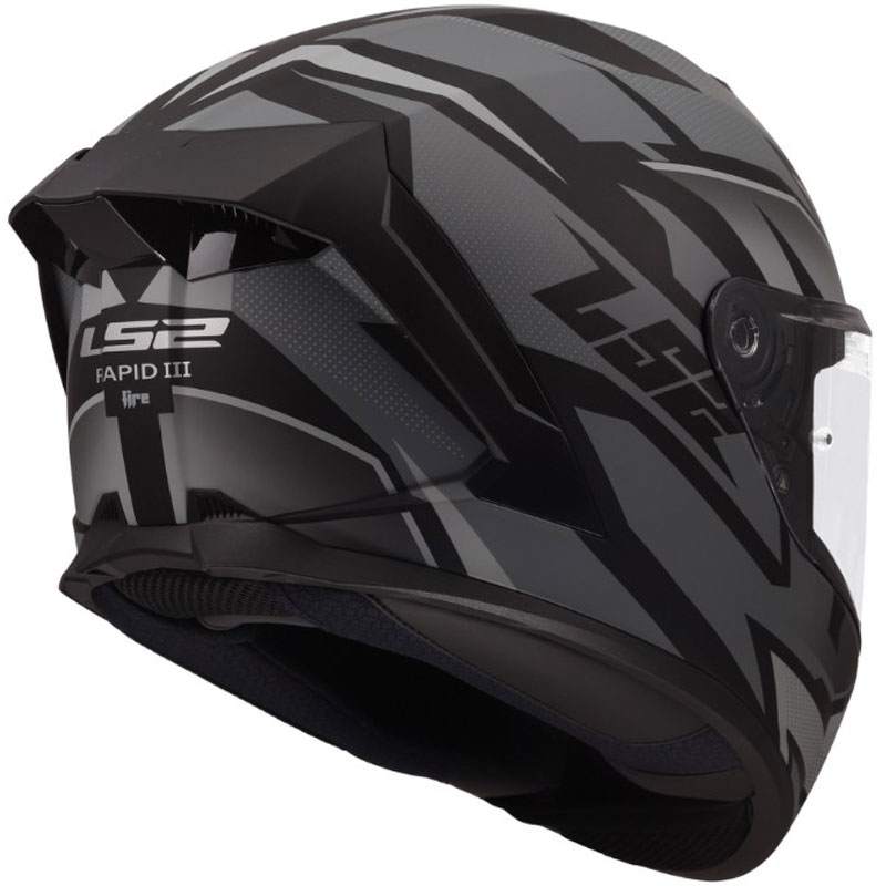 Uždaras motociklo šalmas LS2 FF820 Rapid III Xtrem matinės juodos-pilkos spalvos