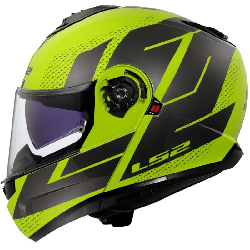 Atlenkiamas šalmas LS2 FF908 Strobe II Code blizgi fluorescencinė geltona-juoda