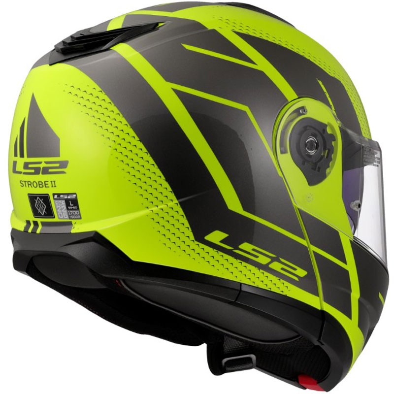 Atlenkiamas šalmas LS2 FF908 Strobe II Code blizgi fluorescencinė geltona-juoda