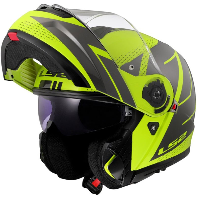 Atlenkiamas šalmas LS2 FF908 Strobe II Code blizgi fluorescencinė geltona-juoda