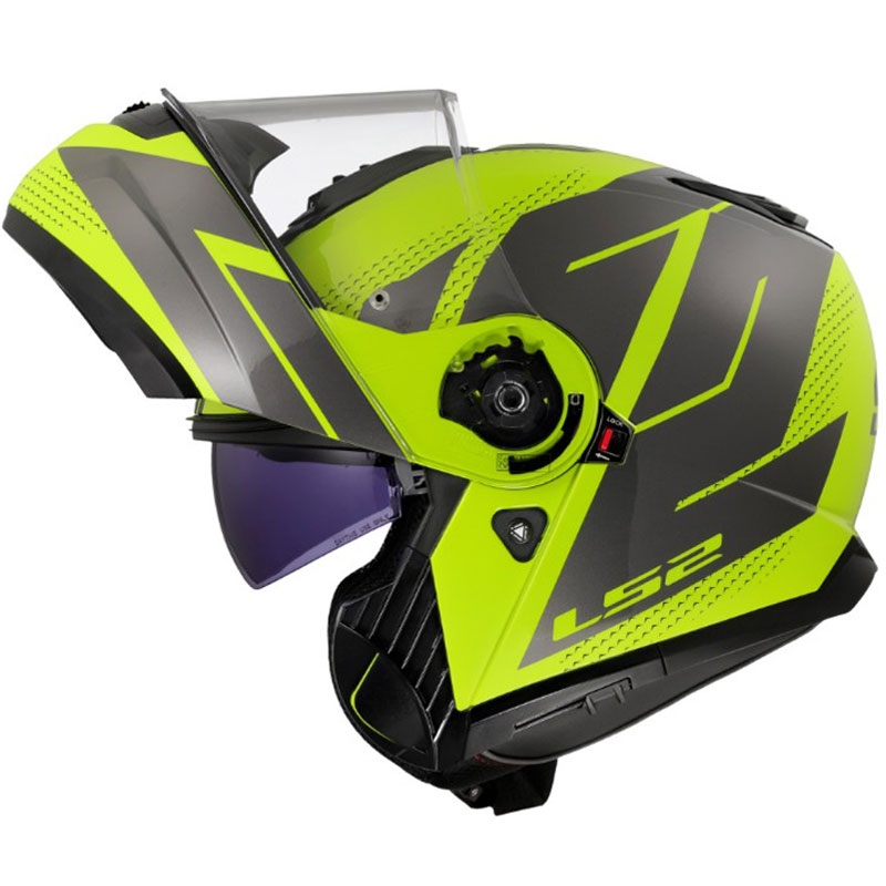 Atlenkiamas šalmas LS2 FF908 Strobe II Code blizgi fluorescencinė geltona-juoda